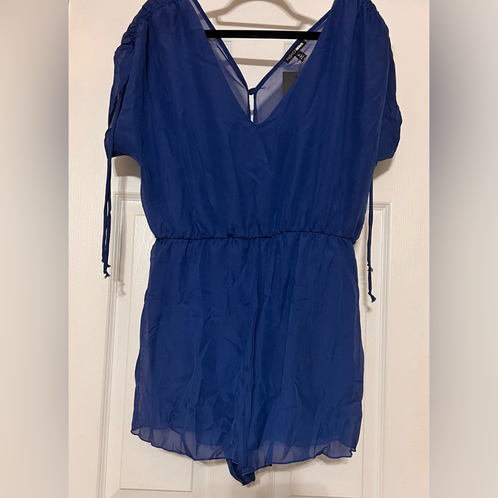 Fashion Nova Royal Blue Chiffon Romper
